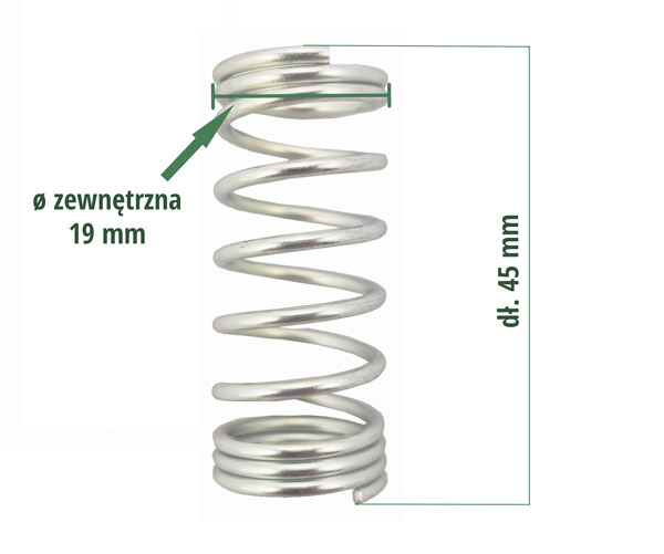 Sprężyna dociskowa do głowicy AutoCut 36-2, 46-2, 56-2, wymiary